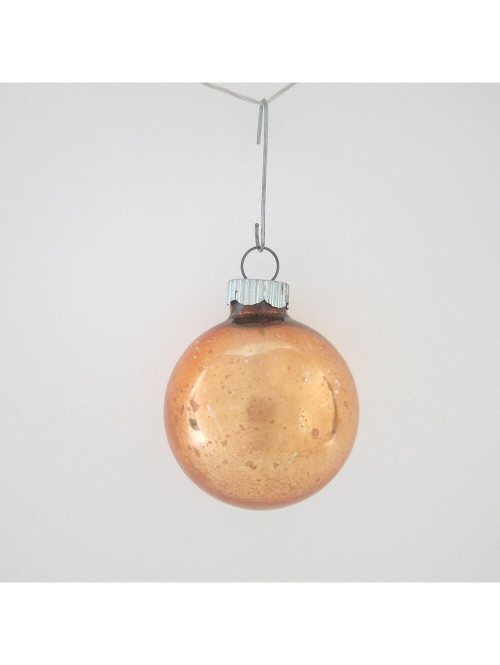 Vintage Mercury Glass Christmas Ornament Round Ball Amber Gold 2"